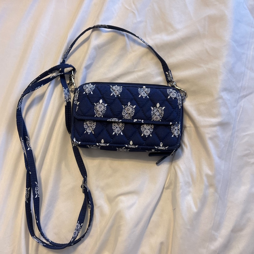 Vera Bradley blue title medium wallet with straps